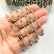 Coated Grey Quartz Gold Plated Wire Chains